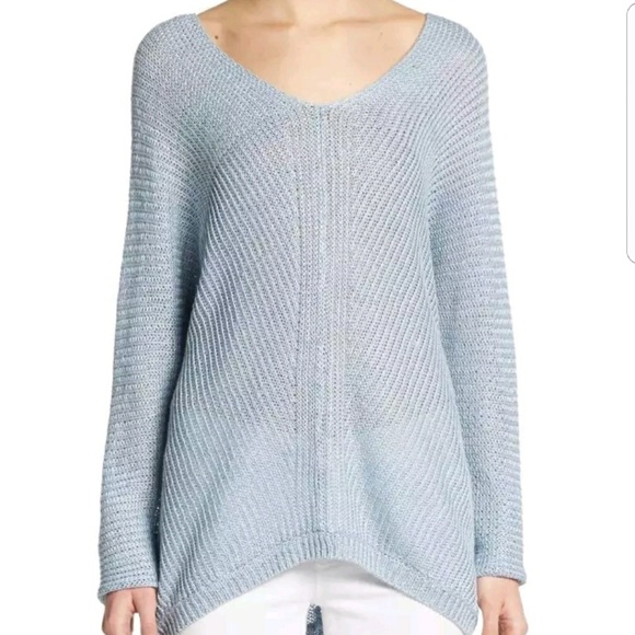 Vince Sweaters - Vince linen double V-neck sweater blue Sz Small